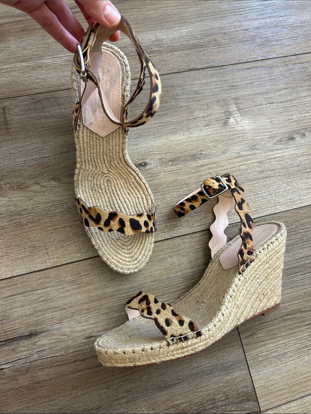 Loeffler Randall Leopard Print Espadrille Wedges 8.5